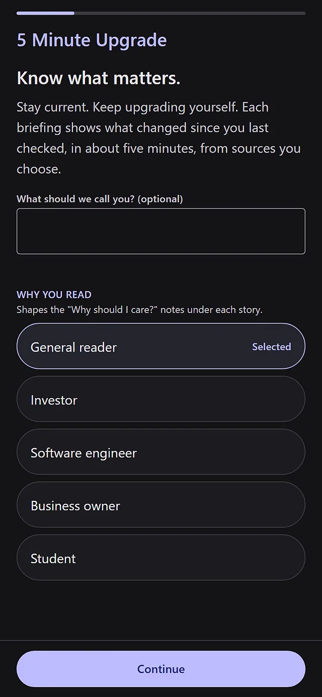 5 Minute Upgrade: phone screen, dark theme