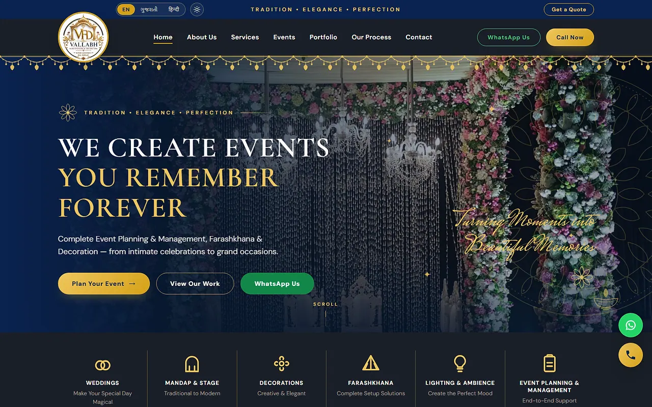 Shree Vallabh Farashkhana & Decorators: desktop screen, dark theme