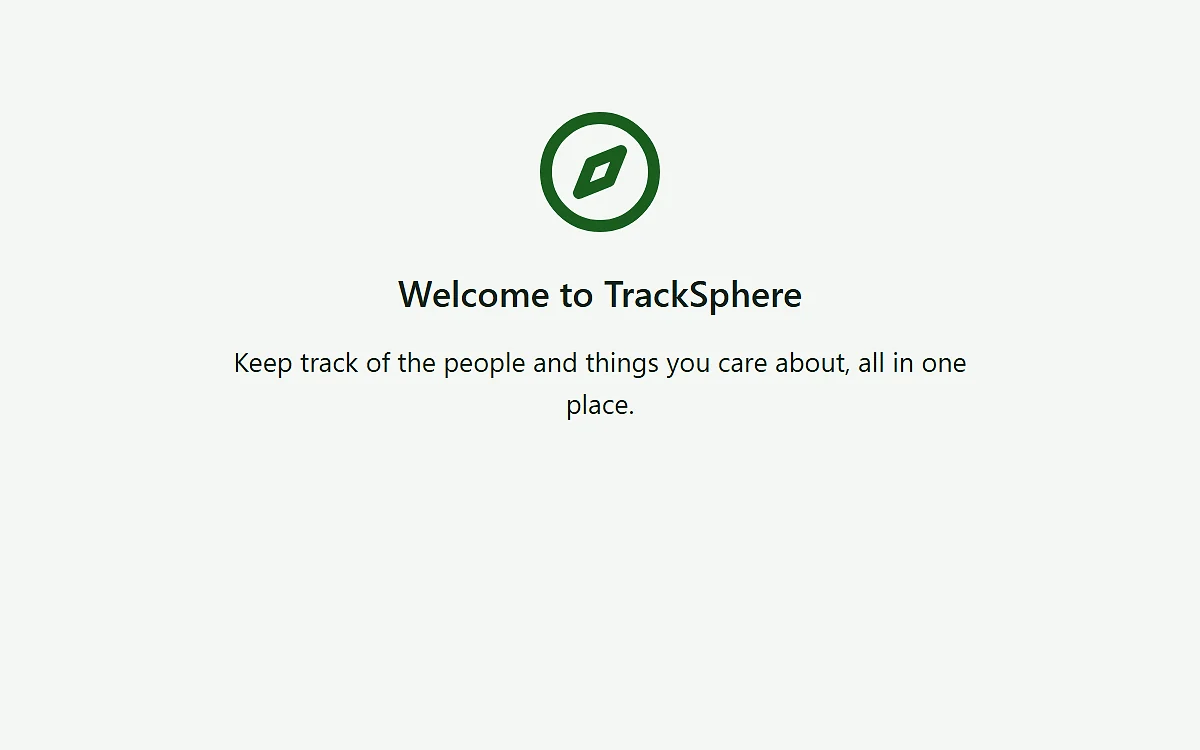 TrackSphere: डेस्कटॉप स्क्रीन, लाइट थीम