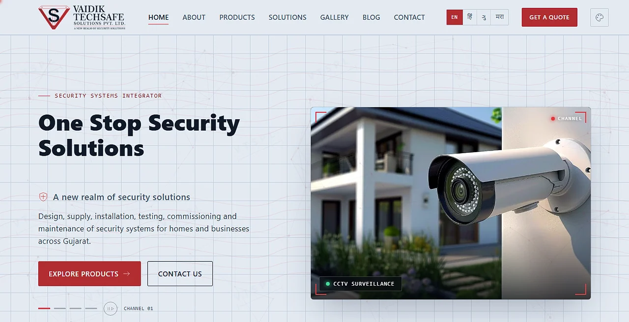 Vaidik TechSafe: desktop screen, light theme