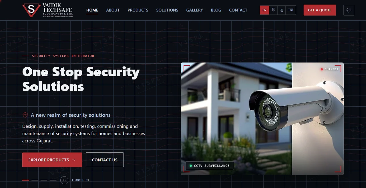 Vaidik TechSafe: desktop screen, dark theme